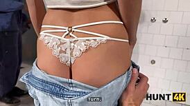 teen 18+ uses tight pussy for fun at work shift, watched by old friend