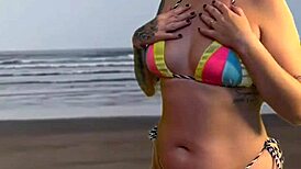 left the beach waiter rock hard after teasing him. couldn’t resist feeling his huge bulge!