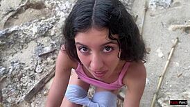 Fucking a Stranger Hard on a Desert Island with Wet Creampie Finish