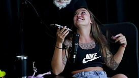 safada performs sensual stripper showing breasts in intriguing interview