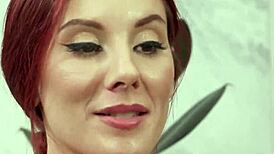 Wow! Stunning Redhead Masseuse with Big Boobs Bangs Client