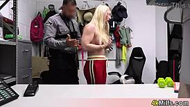 busty blonde shoplifter milf gets roughly destroyed in the store