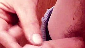 short foreskin handjob during solo masturbation at home