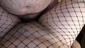 watching my best friend creampie my wife's hairy pussy on the desk