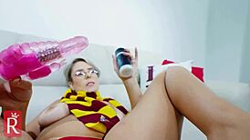 hogwarts student feels anal fuck with sex machine, fingering in lingerie