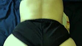 real amateur 18-year-old with perfect white ass gets pounded in shorts