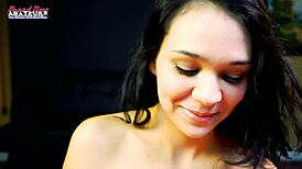 sexy coed sabrina feels intense pleasure sucking dick, getting banged in doggy, and facialed with cum