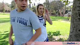 Skinny cheerleader stepsis Carmen plans to meet stepbro today.