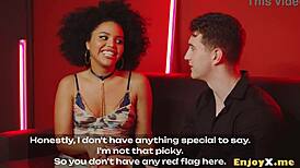 fiery spanish brunette rides interracial cock in rough cowgirl, blowjob, and facial cum