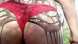 Latina Transsexual Assfucking With Dildo Outdoor