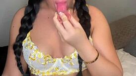 This horny british student is touching herself on webcam