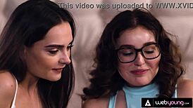 hot brunette aften opal catches pretty roommate leana lovings masturbating then muff dives