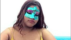 Brunette Student Takes Questionnaire Before Exams, Touching Her Breasts Seductively.