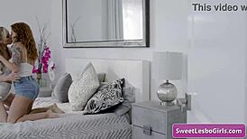 Sexy Lesbian Girls Kiss And Lick Each Other's Big Natural Boobs!