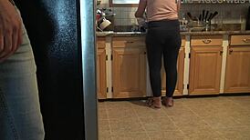 Turkish Stepmom Nearly Catches Me Cumming on Her Ass