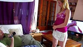 Blonde whore girl fucked hard by big cock in fishnet scene