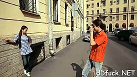 Hot Russian teen seduces with deep blowjob action