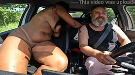 First time with busty May Silva in Salvador car ride