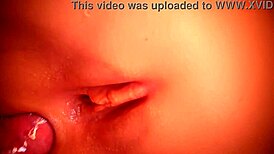 Her Ass Makes Me Happy, Watch This Cute Shaved Doll Get Handjob On Big Pussy.