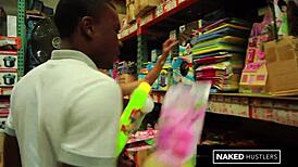 Curly Latina College Girl SUCKING Black Dick in Public for Fun