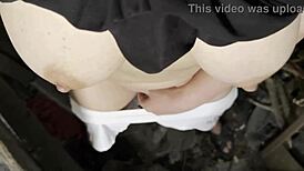 Juicy village girl masturbates in hut with big tits!