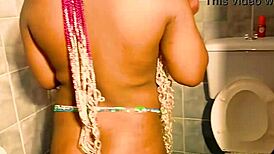 hardcore interracial threesome banging in tight bathroom space