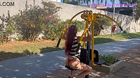 wife shows off in crowded park