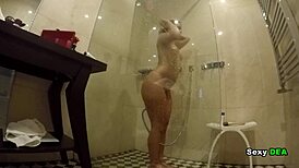 Steamy Shower Action With Goddess Sexydea Post-Passionate Pounding