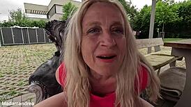 In the HOT SUMMER, she indulges in HORNY MASTURBATION, feeling the heat build up.