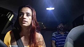 Married Driver Gives Handjob And Gets Cum On Tits In Car!