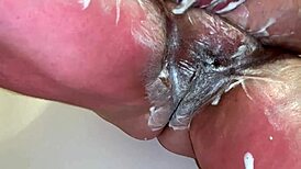 Watch this sexy bbw shave her legs, pussy, and ass in the shower.