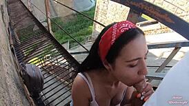 Pawg teen loves risky public fuck with big ass and cum