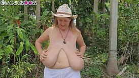 Huge natural tits bouncing during intense sex