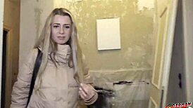 german scout picks up slim office girl for casting in berlin