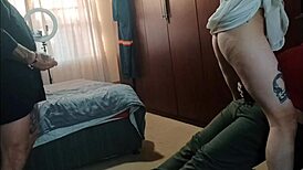 My stepdad and friend fuck me with cum on ass