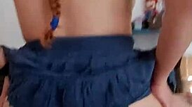 Amateur Babe Rides Dick Under Skirt