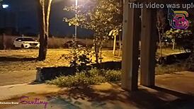 Director's secretary caught sucking big cock in the square during dinner time