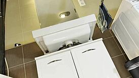 i super hot petite 18+ blonde cheerleader wearin a short miniskirt with see through top showin her tits and flashin pussy under skirt