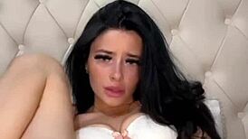 Horny exchange student feels intense pleasure masturbating on webcam