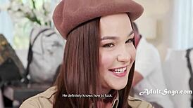 Young Babe Competes to Ride the Porn Stache First in a Wild Gangbang Scenario with Old and Young Participants