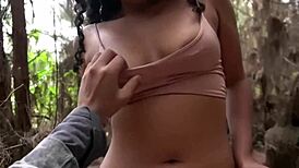 Girlfriend's Cheating Creampie with Huge Bbc in Woods