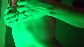 petite girl playing naked in hot tub