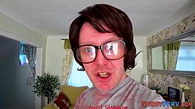 Big tit slut swallows nerd's dick in high definition! 🍆