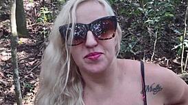 Hot girl fucks bareback in park, cums in mouth, keeps going