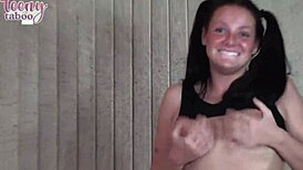 Daisy Garcia, petite teen babysitter, bends over for quick juicy pounding