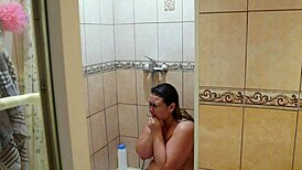 home cam catches chubby milf showering. watch this beautiful bbw wash and shave backstage.