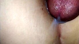 cumming inside until it drips in creampie with old cuckold