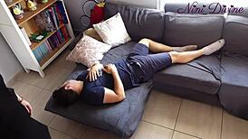 My step sister teases with a wild blowjob while grinding her huge ass on me