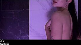 Sasha Sparrow's Erotic Shower Striptease with Clothes Ripped Off