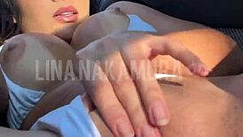 asian blogger caught by guard, bangs stranger raw in public parking